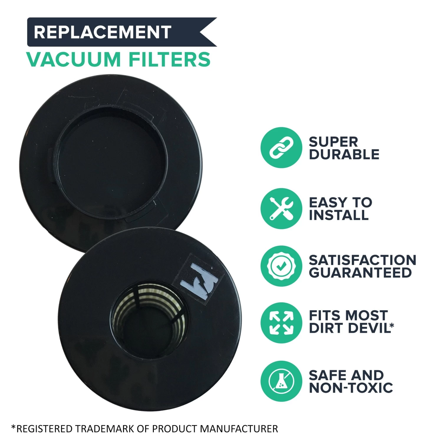 4pk Replacement F22 & F26 Filters, Fits Dirt Devil, Washable & Reusable, Compatible With Part 1-LV1110-000 4 4pk Replacement F22 & F26 Filters, Fits Dirt Devil, Washable & Reusable, Compatible With Part 1-LV1110-000 - Image 2