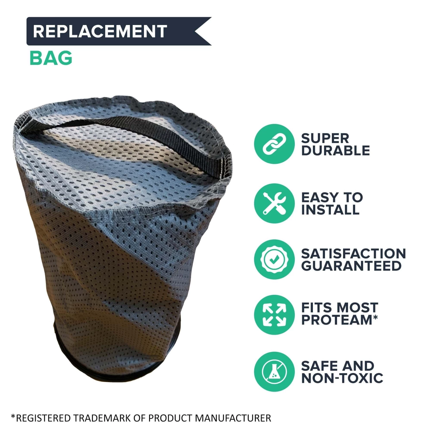 1 Replacement Reusable Cloth 10QT Vacuum Bag For ProTeam Coachvac, Super CoachVac, MegaVac & Mega Raven 10QT, Part # 100565 4 1 Replacement Reusable Cloth 10QT Vacuum Bag For ProTeam Coachvac, Super CoachVac, MegaVac & Mega Raven 10QT, Part # 100565 - Image 2