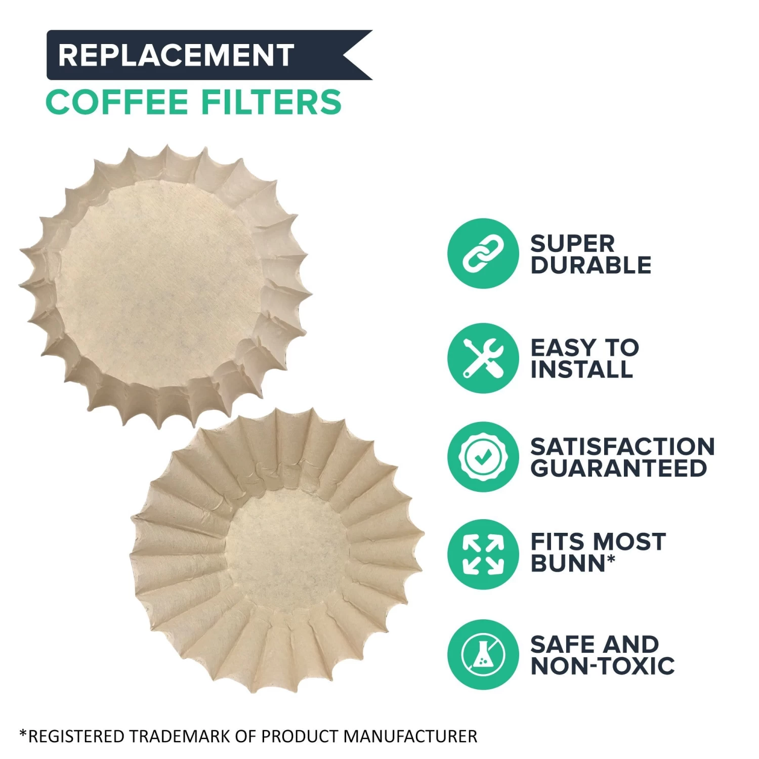 Essentials Compatible Replacement Unbleached Paper Coffee Filters Bunn 12 Cup Commercial Coffee Brewers, Compatible With M5002 & 20115.0000 4 Essentials Compatible Replacement Unbleached Paper Coffee Filters Bunn 12 Cup Commercial Coffee Brewers, Compatible With M5002 & 20115.0000 - Image 2