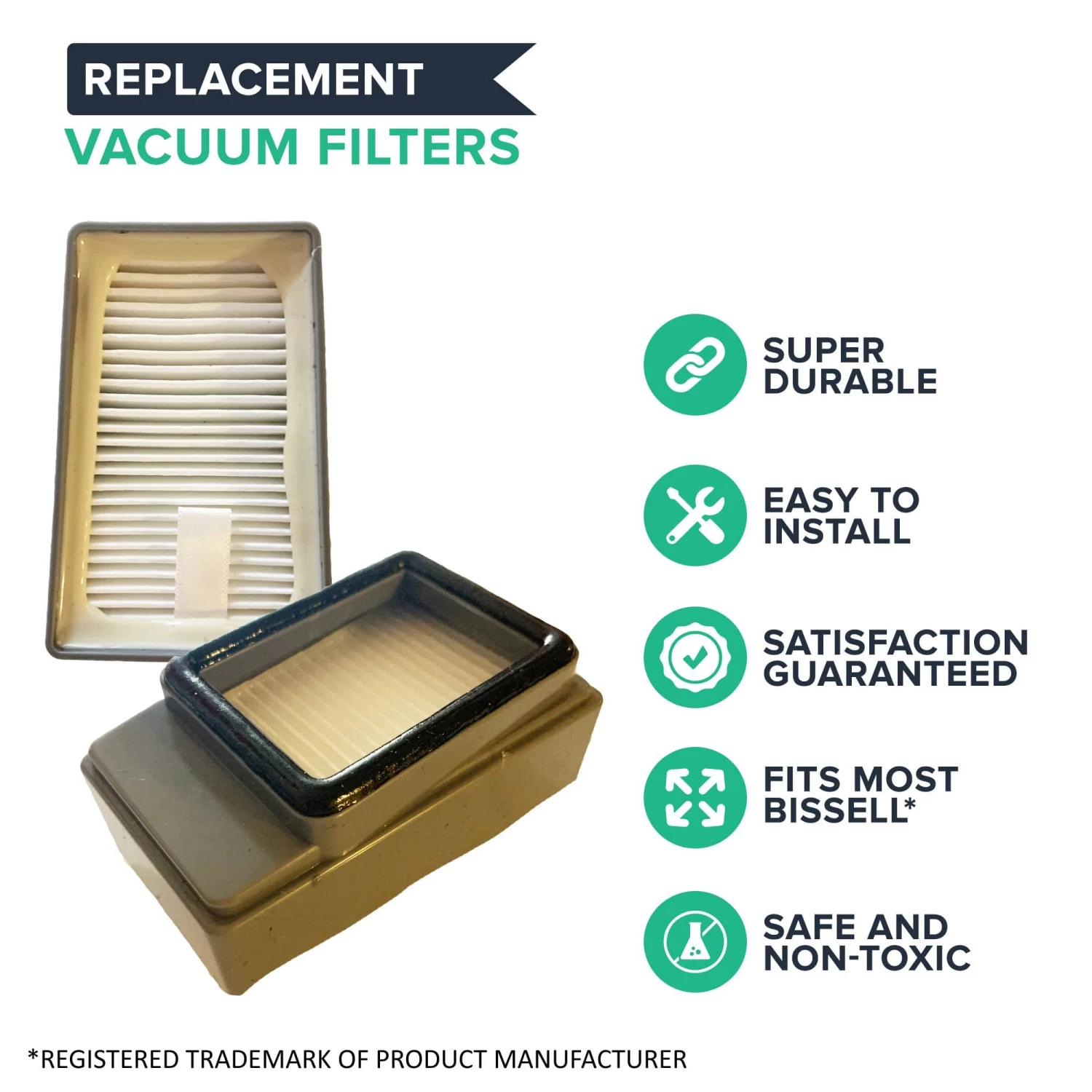 1 Pre & 1 Post Filter, Compatible With Bissell Part # 1621427, 1621616, 1621064 & 2792, Fits ICONpet Stick Vacuum Cleaner Models 22883 22889,2288, 22882, 22888, 2746A,2746 & 27468, Washable & Reusable (2 Pack) 4 1 Pre & 1 Post Filter, Compatible With Bissell Part # 1621427, 1621616, 1621064 & 2792, Fits ICONpet Stick Vacuum Cleaner Models 22883 22889,2288, 22882, 22888, 2746A,2746 & 27468, Washable & Reusable (2 Pack) - Image 2