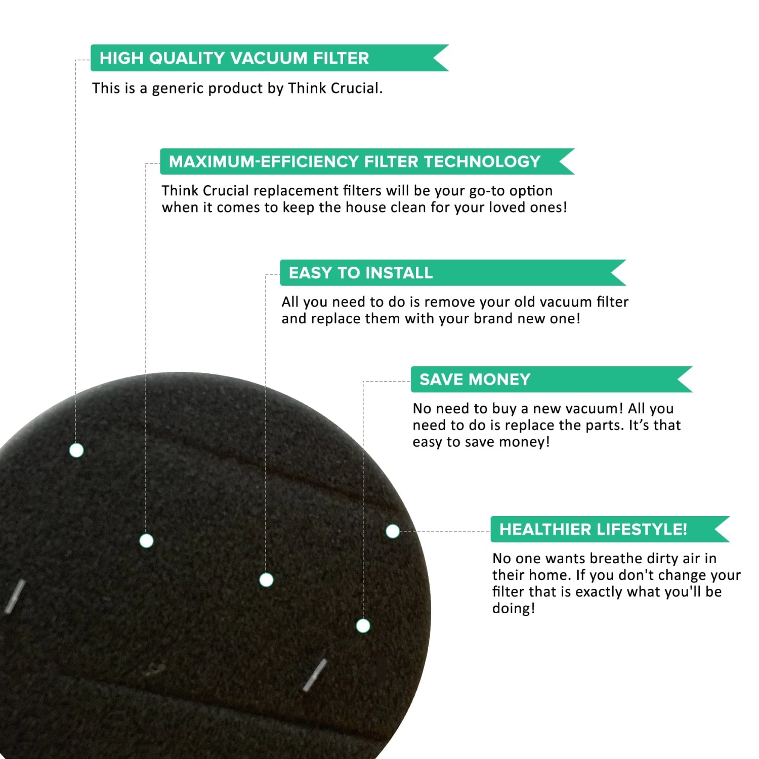 1 Pre & 1 Post Filter, Compatible With Bissell Part # 1621427, 1621616, 1621064 & 2792, Fits ICONpet Stick Vacuum Cleaner Models 22883 22889,2288, 22882, 22888, 2746A,2746 & 27468, Washable & Reusable (2 Pack) 5 1 Pre & 1 Post Filter, Compatible With Bissell Part # 1621427, 1621616, 1621064 & 2792, Fits ICONpet Stick Vacuum Cleaner Models 22883 22889,2288, 22882, 22888, 2746A,2746 & 27468, Washable & Reusable (2 Pack) - Image 3