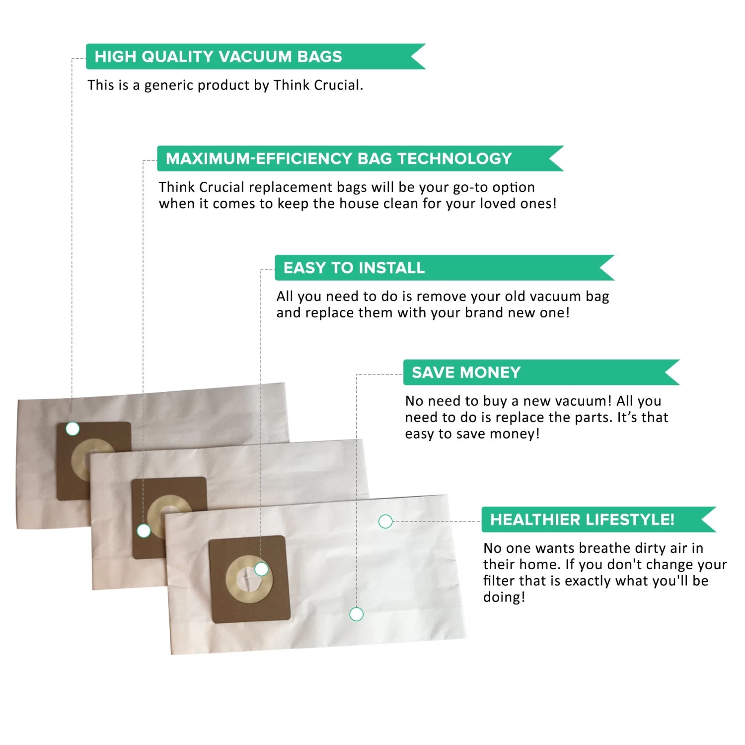 9pk Replacement Paper Vacuum Bags, Fits Bissell Style 1, 4 & 7, Compatible With Part 30861 5 9pk Replacement Paper Vacuum Bags, Fits Bissell Style 1, 4 & 7, Compatible With Part 30861 - Image 3