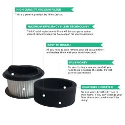 Crucial Vacuum Replacement Vacuum Filters - Compatible With Bissell Inner And Outer Filter Part 203-7593 - Ideal For Easy Vac Models 23T7, 23T74, 23T7E, 23T7F -Best Filter Shop VP2 4655efb2 0679 4ec0 9acf 451029f91d31