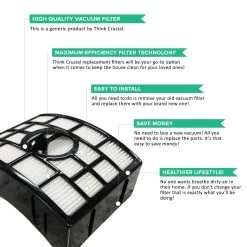 Crucial Air Replacement Vacuum Post Filter Compatible With Shark Vacuum Parts XHF650, Models Rotator Powered Lift-Away, Duoclean Vacs NV650, NV650 NV835 NV651 NV652 NV750, HEPA Style, Bulk -Best Filter Shop VP2 5