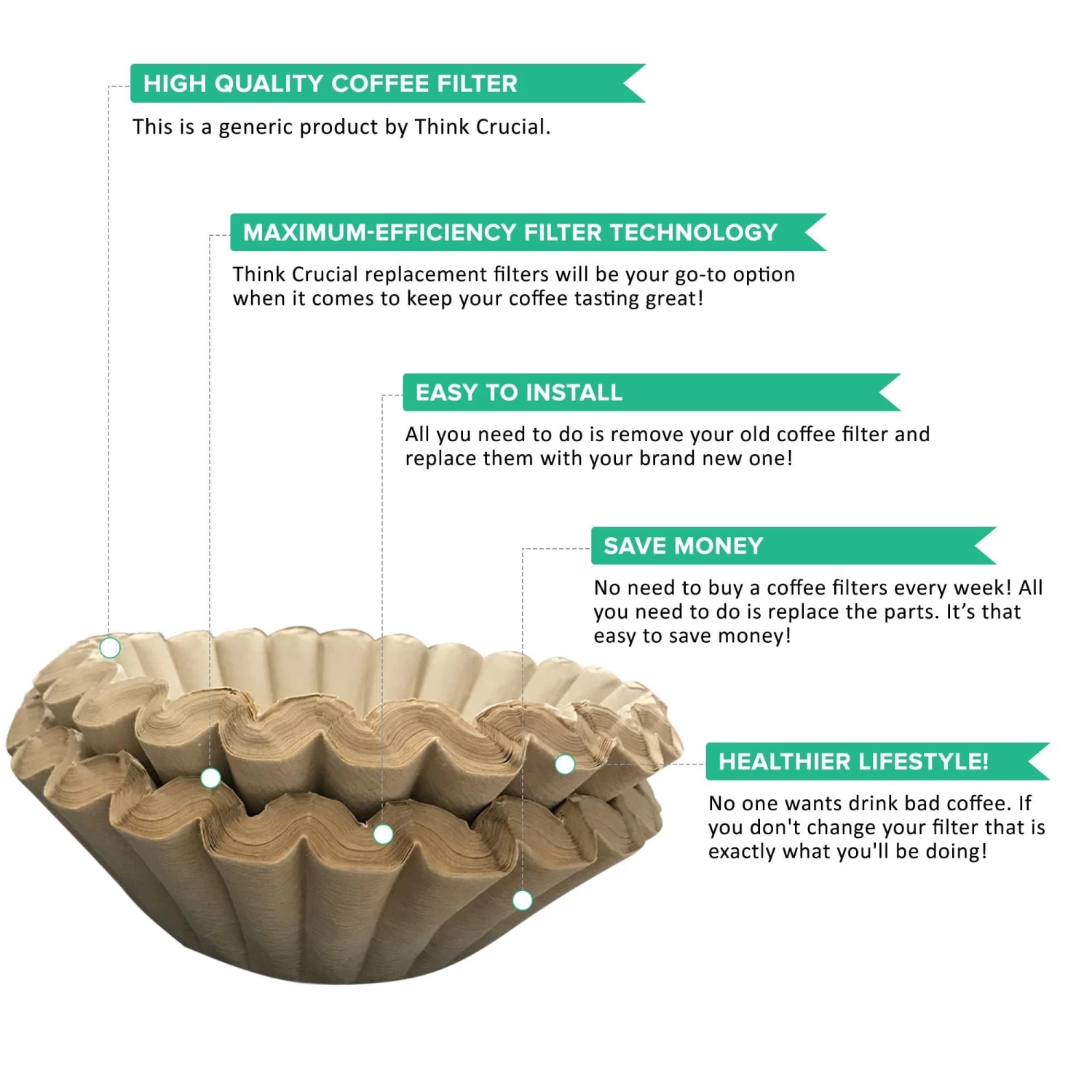 Essentials Compatible Replacement Unbleached Paper Coffee Filters Bunn 12 Cup Commercial Coffee Brewers, Compatible With M5002 & 20115.0000 5 Essentials Compatible Replacement Unbleached Paper Coffee Filters Bunn 12 Cup Commercial Coffee Brewers, Compatible With M5002 & 20115.0000 - Image 3