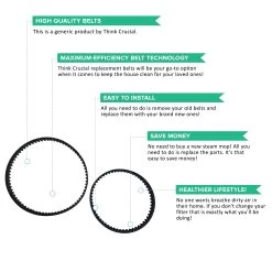 Think Crucial Replacement Belt Parts - Vacuum Belts Compatible With Bissell ProHeat 2X Models 9200 9300 9400 Series - Pair With Part 203-6688 And 203-6804 - Bulk Pack Sizes -Best Filter Shop VP2 ee979923 f5ef 4341 9207 3f6eaa4c6f11