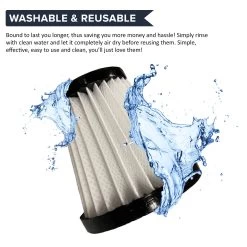 Think Crucial Filter Replacement Designed To Fit With Dirt Devil F117 Fits Models SD20005RED, SD30025B & BD22025, Part # AD40117, Washable & Reusable (1 Pack) -Best Filter Shop VP3