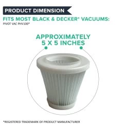Black & Decker Think Crucial Replacement Vacuum Filters Compatible With Black And Decker Pivot Vac Filter Part - Washable, Reusable With Vacuums Parts PVF100, 514723900, Fits Model PHV1800, PHV1800CB -Best Filter Shop VP3 158f051a 141e 4a68 ba1c 9a1eaef8b3ac
