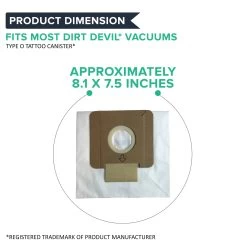 9pk Replacement Type O Tattoo Vacuum Bags, Fits Dirt Devil, Compatible With Part AD10030, 304235001 & 3-04235-00 -Best Filter Shop VP3 4006f252 fba4 48ed be88 5d5c68e2b465