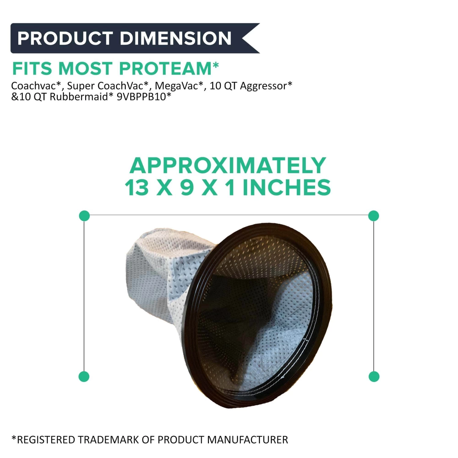 1 Replacement Reusable Cloth 10QT Vacuum Bag For ProTeam Coachvac, Super CoachVac, MegaVac & Mega Raven 10QT, Part # 100565 6 1 Replacement Reusable Cloth 10QT Vacuum Bag For ProTeam Coachvac, Super CoachVac, MegaVac & Mega Raven 10QT, Part # 100565 - Image 4