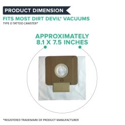 Crucial Vacuum Replacement Vac Bags - Compatible With Dirt Devil Part # AD10030, 304235002, 304235001, 3-04235-00 & 83-2450-06 - Dirt Devil Type O Bags Fit Tattoo Canister Vacuums - For Home -Best Filter Shop VP3 9f243638 9dfd 4dc2 ba51 f61a29280d4f