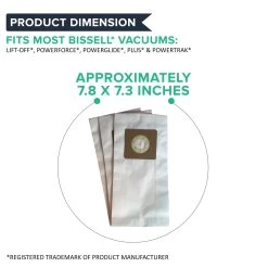 12pk Replacement Paper Vacuum Bags, Fit Bissell Style 1, 4 & 7, Compatible With Part 30861 -Best Filter Shop VP3 ecc8a791 f974 4ec6 9147 06fd9e131411