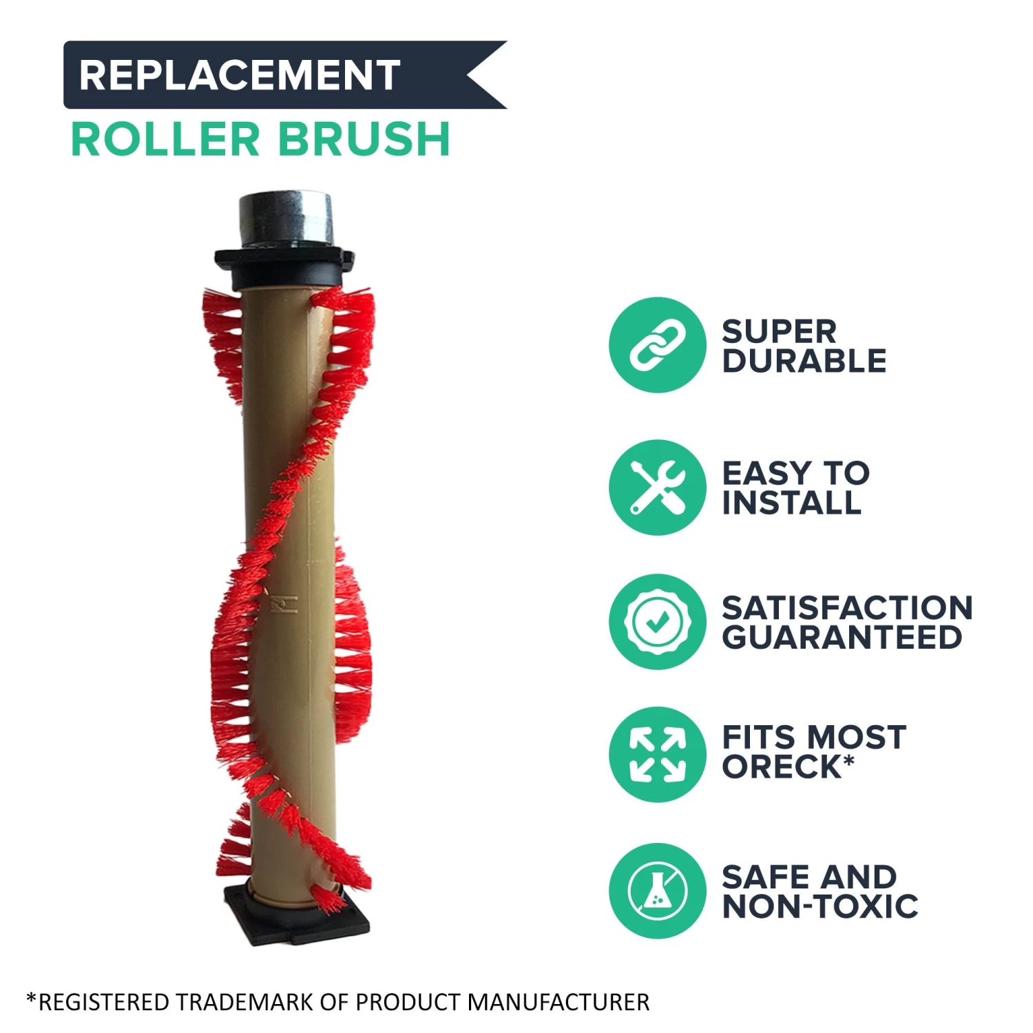 Replacement Roller Brush & 6 Belts, Fits Oreck XL, Compatible With Part 016-1152, 75202-01 & XL010-0604 4 Replacement Roller Brush & 6 Belts, Fits Oreck XL, Compatible With Part 016-1152, 75202-01 & XL010-0604 - Image 2