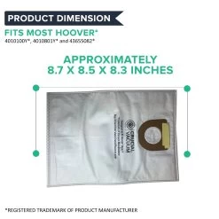 Crucial Vacuum Replacement Vac Bags - Compatible With Hoover Part # 4010100Y, 4010801Y, 43655082 - Hoover Type Y Cloth Bags Fit Windtunnel Upright Vacs - Use Bag, Filter For Home (36 Pack) -Best Filter Shop Y CLOTH BAGS DIMENSION baab2c90 ff8d 4d77 9647 790d13dc4dc3