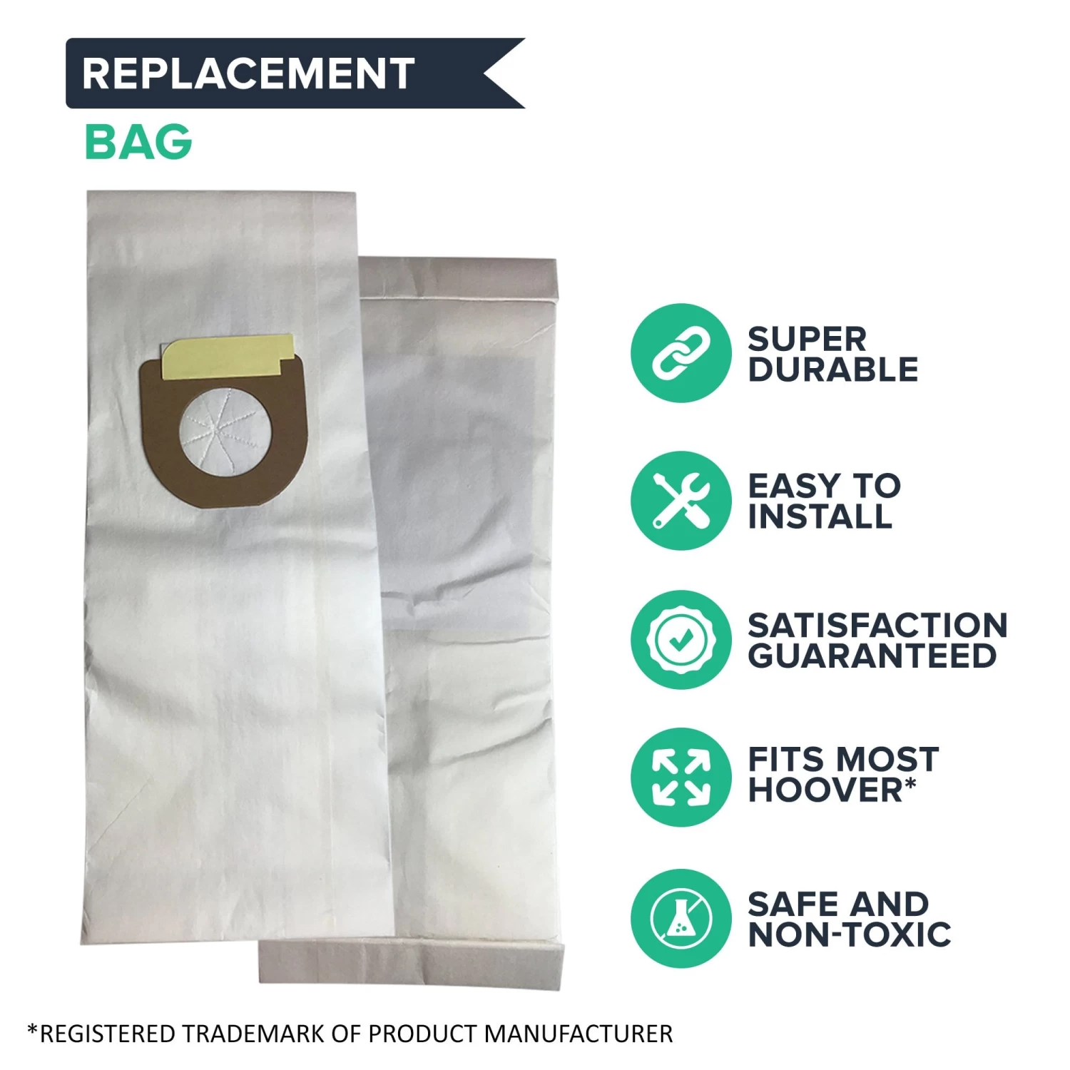 Replacement Type Y Windtunnel Paper Bags, Fits Hoover, Compatible With Part 4010100Y 4 Replacement Type Y Windtunnel Paper Bags, Fits Hoover, Compatible With Part 4010100Y - Image 2