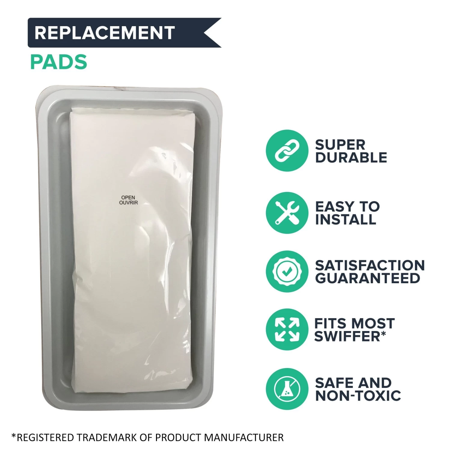 48PK Multi Surface WetJet Pads Fit Swiffer Spray Mop, 8 X 10 5 48PK Multi Surface WetJet Pads Fit Swiffer Spray Mop, 8 X 10 - Image 3